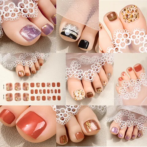 Bandes de Vernis Gel Semi Durci pour Ongles de Pieds Photothérapie 3D Autocollants d'Art d'Ongles pour Femmes