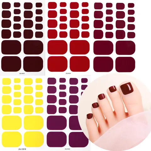 Pegatinas de uñas de los pies de color sólido impermeables Press On Toenails Pegatinas de arte de uñas de verano minimalistas para mujeres