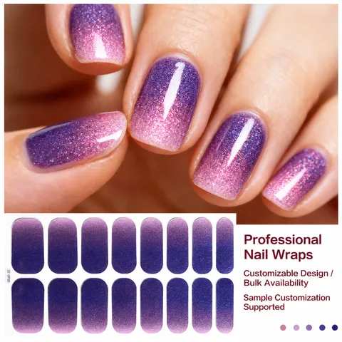 Adesivi per Unghie con Glitter 3D Sfumato Colorato Adesivi per Nail Art Copertura Completa per Donne Decorazione per Unghie Fai da Te