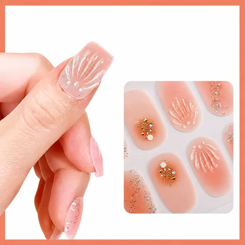 Strisce di Smalto per Unghie con Conchiglia Francese in Imitazione di Diamante Stereoscopico Adesivi Artistici Glitterati per Donna