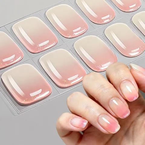 Strisce per Unghie in Gel Senza UV Glitter Sfumato Unghie Press On Smalto Semidurito