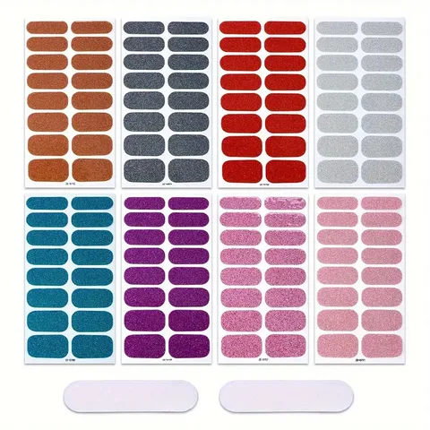 Bandes de Vernis à Ongles Pailletées Couleur Unie Enveloppes d'Ongles Brillantes Autocollants d'Art d'Ongle Adhésifs pour Femmes Manucure DIY