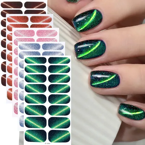 Cat Eye Nail Sticker Gradient Flash Nail Polish Film Art Decals Manicure DIY Beauty Accessories