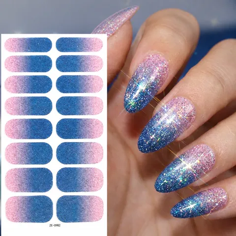 Αυτοκόλλητα Νυχιών Gradient Glitter Rainbow Πολύχρωμα Γυαλιστερά Decals Μανικιούρ DIY Για Γυναίκες Κορίτσια