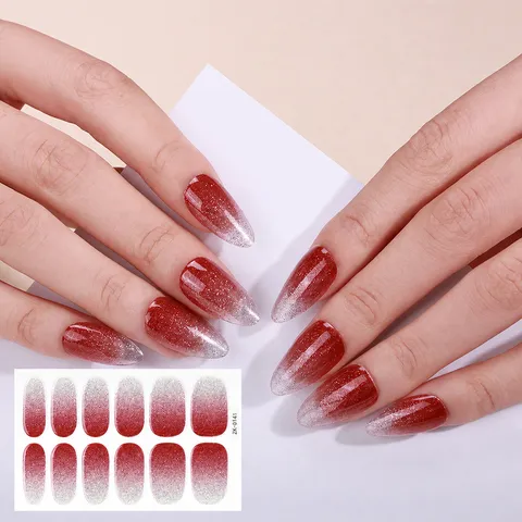 Adhesivos de Uñas con Glitter Degradado Impermeables Envoltorio Completo Calcomanías de Margaritas Accesorios de Manicura