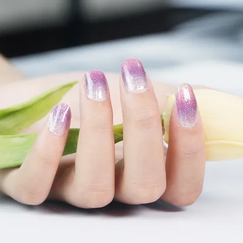 Adhesivos de Uñas con Glitter Degradado Impermeables Envoltorio Completo Calcomanías de Margaritas Accesorios de Manicura