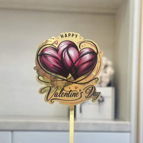 Ακρυλικό Cake Topper Ημέρα του Αγίου Βαλεντίνου Πολύχρωμη Πεταλούδα Καρδιά Εκτύπωση Διακόσμηση Τούρτας Πάρτι