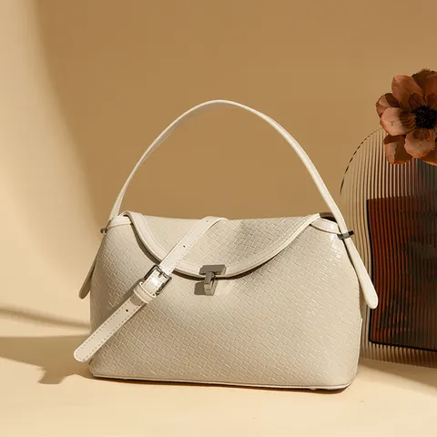 Women Woven PU Leather Crossbody Bag Fashion Lock Square Shoulder Handbag Versatile Mobile Phone Bag Street Style Designer Inspired