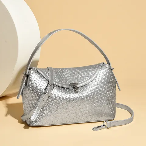 Women Woven PU Leather Crossbody Bag Fashion Lock Square Shoulder Handbag Versatile Mobile Phone Bag Street Style Designer Inspired