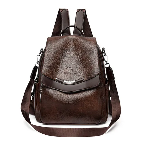 Vintage Genuine Leather Backpack Waterproof Multi-Functional Travel Rucksack Fashion Casual School Shoulder Bag For Women Students