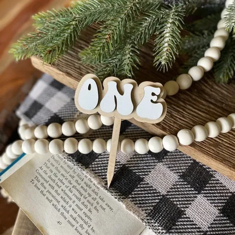 INS Style Wooden Acrylic Cake Topper Letter Number Dessert Table Decorative Supplies For Kids Birthday Party