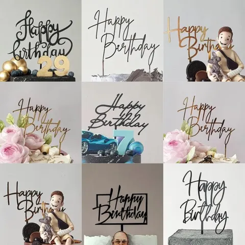 Acrylic Happy Birthday Cake Topper Ins Creative Letters Baking Decoration Placard For Birthday Party Accessories
