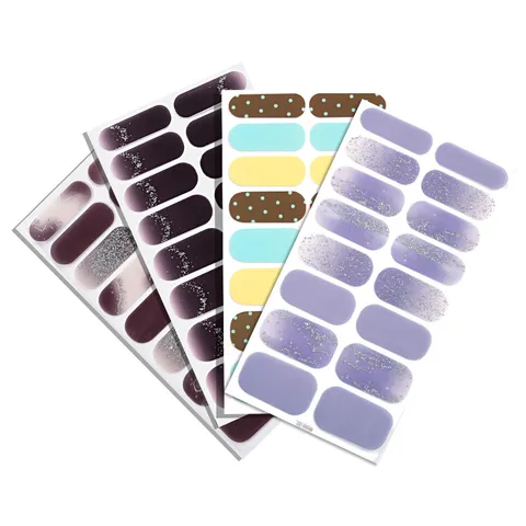 3D Glitter Gradient Nail Polish Strips French Style Shiny Nail Wraps Waterproof Nail Art Stickers For Women Girls Manicure