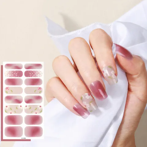 Gradient Butterfly Glitter Gel Nail Wraps Full Cover Adhesive Nail Art Stickers Strips