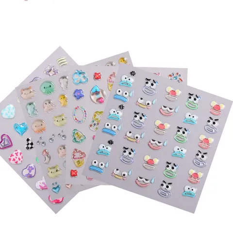 Pegatinas de Uñas de Caucho Suave 5D Grabado Gel Transparente Jelly DIY Decoraciones de Manicura Diseño