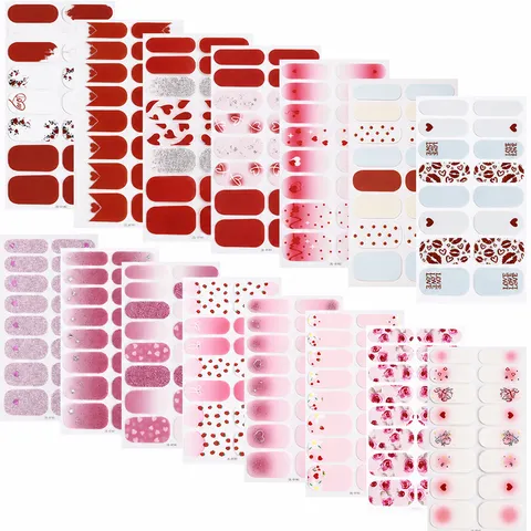 Valentines Day Nail Polish Wraps Gradient Heart Rose Nail Stickers Self Adhesive Nail Art Decals For Women