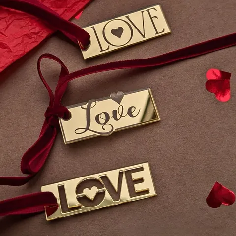 Acrylic Love Cake Topper Valentine Day Party Decoration Gold Rose Gold Letter Art Sign Dessert Insert Card