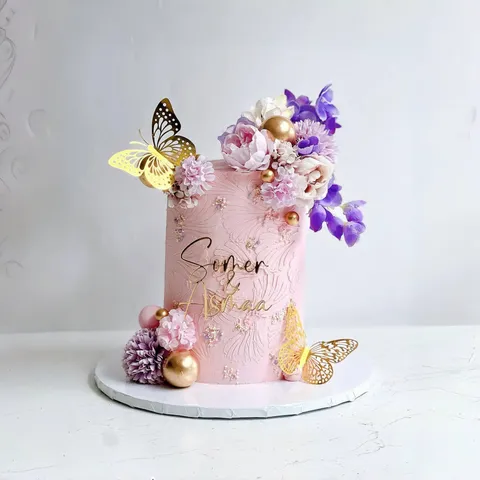 Double Sided Paper Butterfly Cake Topper Hollow Out Gold Silver Rose Gold Cupcake Decor For Birthday Party Supplies