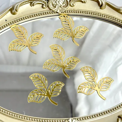 Acrylic Mirror Gold Cake Toppers Crown Butterfly Leaf Angel Feather Shape Cupcake Decoration For Wedding Birthday Party Desserts Table
