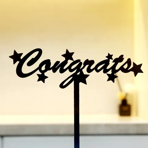 Adorno para Tarta de Graduación de Acrílico Felicitaciones Decoración de Tarta Suministros para Fiesta Negro Oro Espejo Estilo Ins