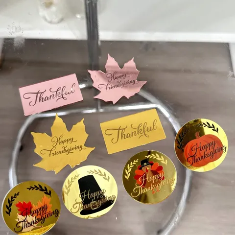 Thanksgiving Acrylic Cake Topper Thankful Friendsgiving Maple Leaf Gold Rose Gold Cupcake Topper Party Dessert Decoration