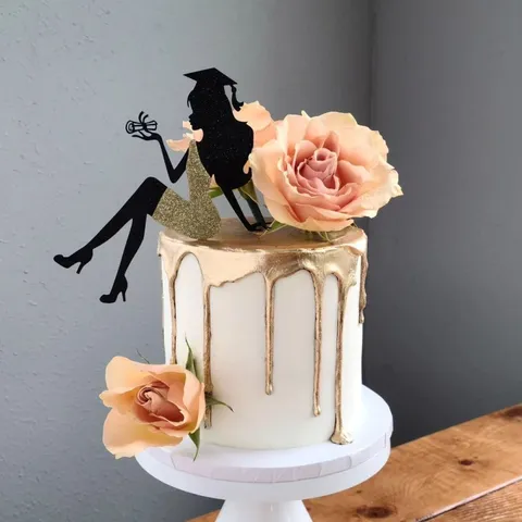 Graduation Cake Topper Acrylic Glitter Paper Congrats Doctor Hat Party Decoration Grad Party Cake Decor