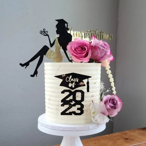 Graduation Cake Topper Acrylic Glitter Paper Congrats Doctor Hat Party Decoration Grad Party Cake Decor