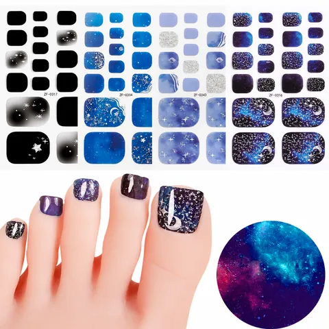 Sterrenhemel Verloop Teennagelnickers Waterdicht Foliedruk Ster Maan Nagelfolies Voor Vrouwen Voetkunst