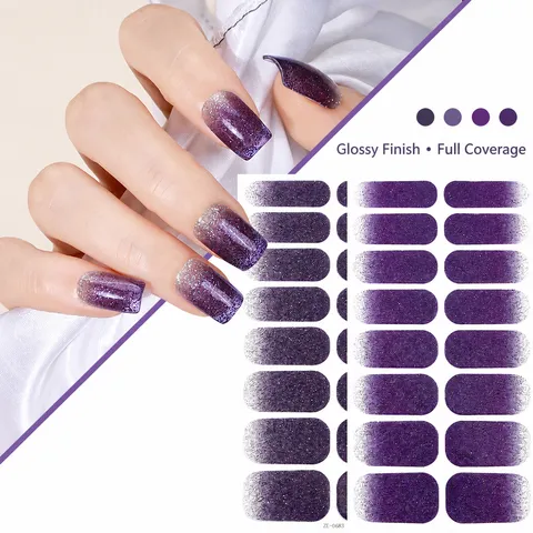 Pegatinas de Uñas con Brillo Degradado Brillante Arcoíris Nail Art Wraps Adhesivos Calcomanías para Decoración de Uñas de Mujer