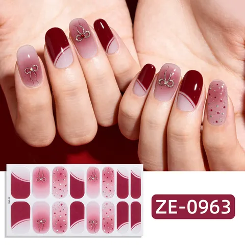Tiras de Esmalte de Uñas Año Nuevo San Valentín Danza del León Festiva Fuegos Artificiales Corazón Pegatinas para Uñas DIY