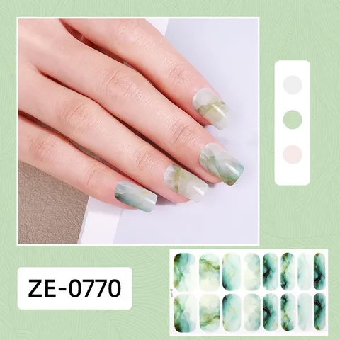 16 Dedos Francés Lindo Floral Envoltura de Esmalte de Uñas Láser Flash Brillo Pegatinas de Uñas Cobertura Completa Calcomanías de Manicura