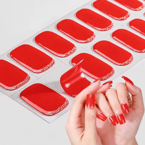 Ημι-σκληρυμένο UV Gel Nail Wraps Γαλλικό Gradient Glitter UV Σκληρυντικά Nail Wraps Με Σετ Εργαλείων Γυναικεία Τέχνη