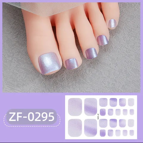 Pegatinas de Uñas de los Pies con Purpurina Perlada y Degradado Impermeables Autoadhesivas Calcomanías de Nail Art para Mujer