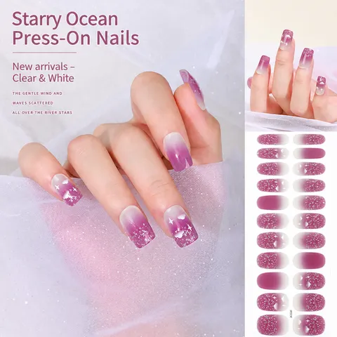 Gradient Nail Polish Wraps 3D Art Stickers Floral Glitter Adhesive Fingernail Decals Manicure Strips for Women