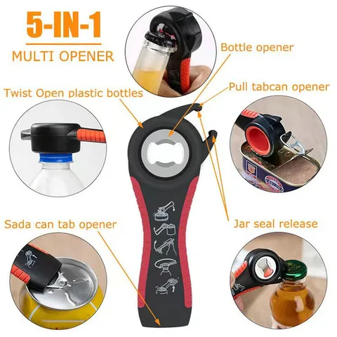 Ouvre-bouteille Multifonctionnel Ouvre-bocal en Plastique Ouvre-boîte Manuel Antidérapant Ensemble d'Outils de Cuisine pour Maison