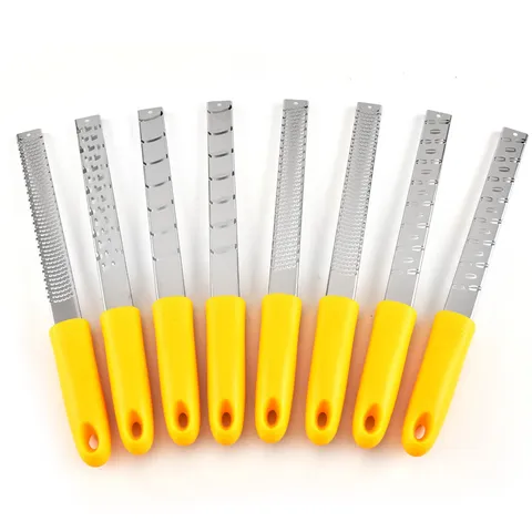 Stainless Steel Cheese Grater Multi-Functional Chocolate Lemon and Ginger Zester Kitchen Tool With Yellow Handle