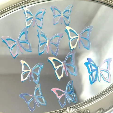 Acryl Ausgehöhlt 3D Schmetterling Kuchendekoration Spiegelglanz Laser Geburtstag Cupcake Dekoration Ornament Für Party Hintergrund