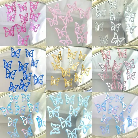 Acryl Ausgehöhlt 3D Schmetterling Kuchendekoration Spiegelglanz Laser Geburtstag Cupcake Dekoration Ornament Für Party Hintergrund