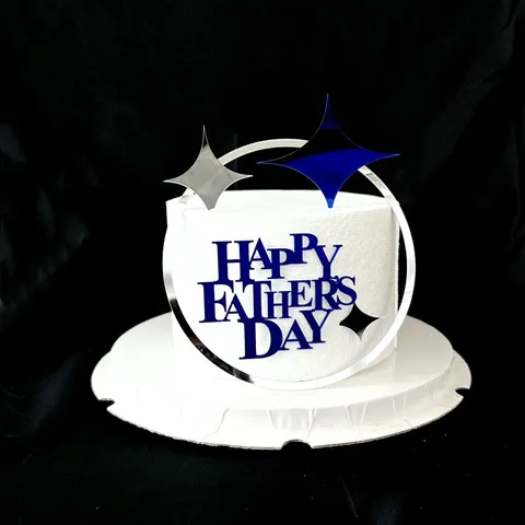 Topper per Torta Festa del Papà Acrilico Buon Compleanno Decorazioni per Torta Stella Anello Festa Dolce Decorazione Forniture da Forno