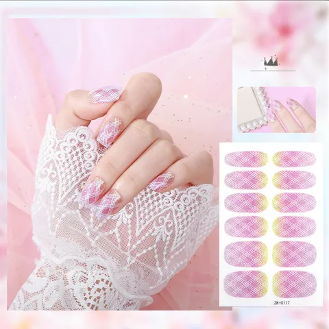 Pegatinas de Uñas Adhesivas Coloridas Con Lima de Uñas Patrones Mixtos de Moda Decoraciones de Arte de Uñas con Brillo