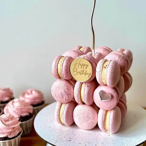 Στρογγυλό Ακρυλικό Διακοσμητικό Τούρτας Happy Birthday Χρυσός Καθρέφτης Διακόσμηση Πάρτι Γενεθλίων Χαραγμένος Δίσκος