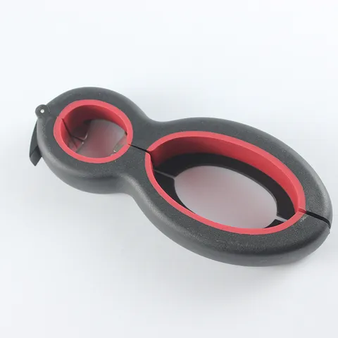 Apribottiglie Multifunzione Apribotiglie Manuale Sforzo Ridotto Coperchio Vasetto Utensile da Cucina Nero E Rosso Plastica