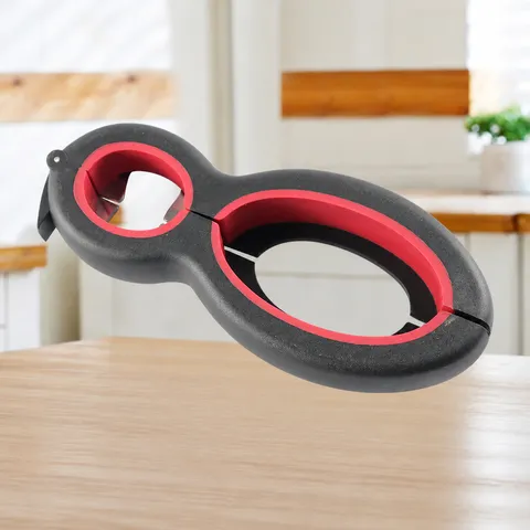Apribottiglie Multifunzione Apribotiglie Manuale Sforzo Ridotto Coperchio Vasetto Utensile da Cucina Nero E Rosso Plastica