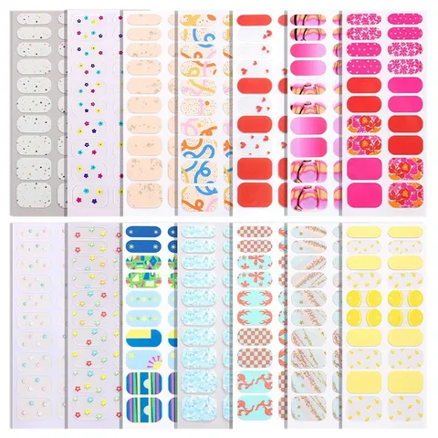 Nuevo Adhesivo para Uñas de Película de Esmalte Transfronterizo 20 Dedos Purpurina Adhesivo Arte de Uñas Moda Mujer Manicura