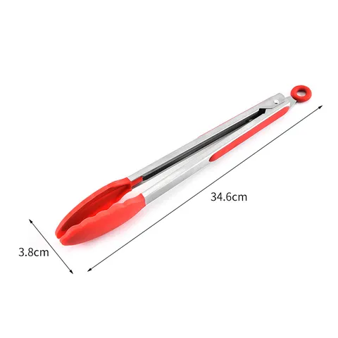 Pinces Alimentaires en Acier Inoxydable et Silicone Cuisine BBQ Antidérapant Résistant à la Chaleur