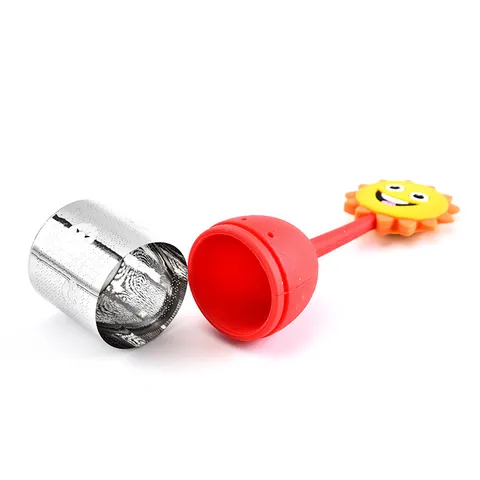 Passoire à Thé Portable en Acier Inoxydable 304 Silicone Tournesol Visage Souriant Diffuseur de Thé Feuille en Vrac Outil de Cuisine