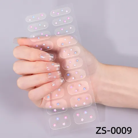Nuevo Adhesivo para Uñas de Película de Esmalte Transfronterizo 20 Dedos Purpurina Adhesivo Arte de Uñas Moda Mujer Manicura