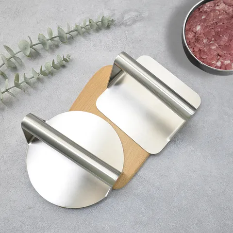 Presse à Steak Haché en Acier Inoxydable Outil de Pressage Rond Carré Cœur pour Cuisine Cuisson BBQ