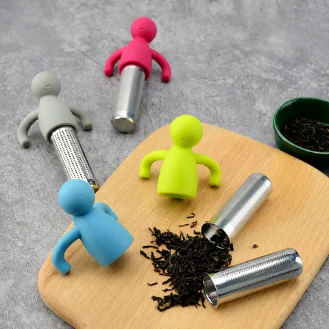 Infuseur à Thé Créatif Forme Humaine Acier Inoxydable Silicone Passoire à Thé Thé en Vrac Filtre à Thé Cuisine