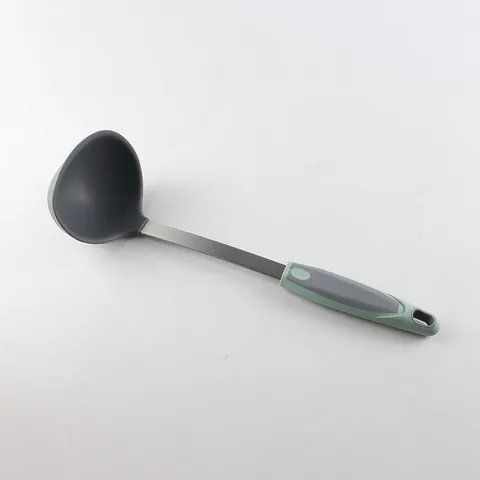 Ustensile de Cuisine en Silicone et Acier Inoxydable Épaissi Outil de Cuisine Résistant à la Chaleur Spatule Wok Cuillère à Soupe Écumoire